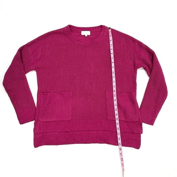 NWOT Melloday Fuschia Two Pocket Pullover Knit Hi Low Sweater - Picture 8 of 9